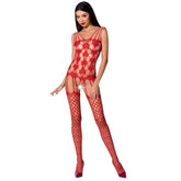 PASSION WOMAN BS067 BODYSTOCKING - ROSSO TAGLIA UNICA